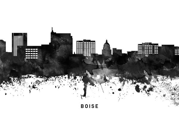 Idaho: Boise Skyline Black & White by WallDecorAddict