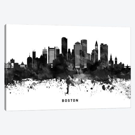 Boston Skyline Black & White Canvas Print #WDA747} by WallDecorAddict Canvas Art Print