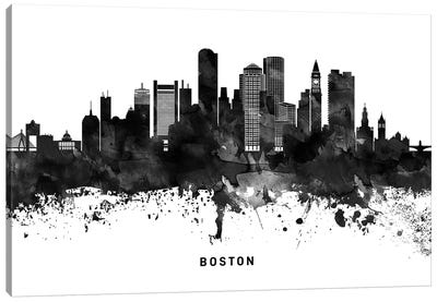Boston Skyline Black & White Canvas Art Print - Boston Skylines