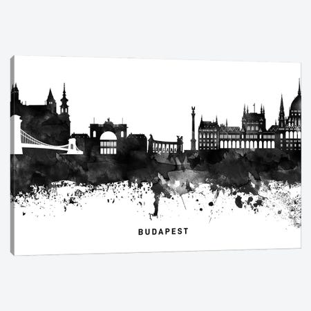 Budapest Skyline Black & White Canvas Print #WDA749} by WallDecorAddict Canvas Artwork