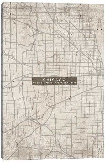 Chicago City Map Abstract Canvas Art Print - Chicago Maps