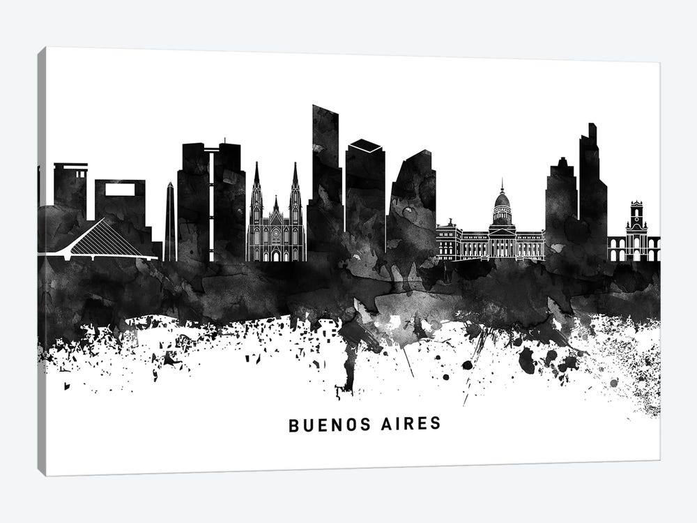 Buenos Aires Skyline Black & White by WallDecorAddict 1-piece Canvas Print