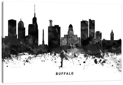 Buffalo Skyline Black & White Canvas Art Print - Large Black & White Art