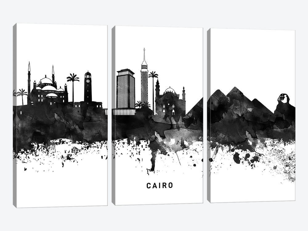 Cairo Skyline Black & White by WallDecorAddict 3-piece Art Print