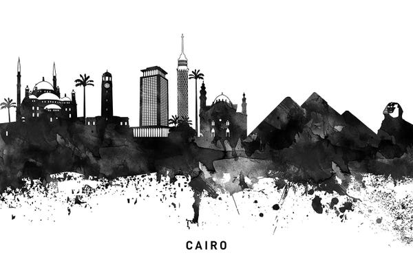 Egypt: Cairo Skyline Black & White by WallDecorAddict