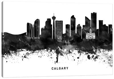 Calgary Skyline Black & White Canvas Art Print