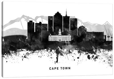 Cape Town Skyline Black & White Canvas Art Print - Cape Town