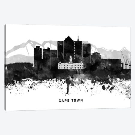 Cape Town Skyline Black & White Canvas Print #WDA754} by WallDecorAddict Canvas Artwork