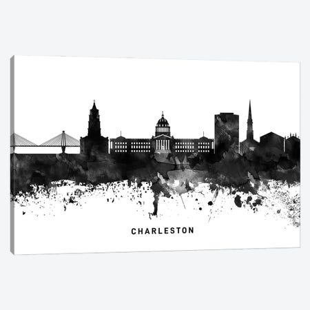 Charleston Skyline Black & White Canvas Print #WDA755} by WallDecorAddict Canvas Art