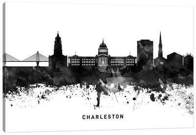 Charleston Skyline Black & White Canvas Art Print - Charleston