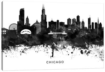 Chicago Skyline Black & White Canvas Art Print - WallDecorAddict