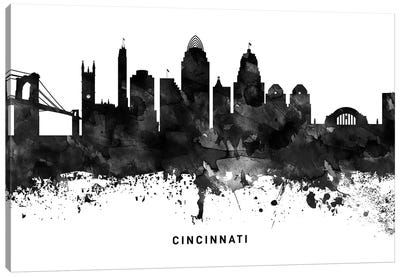 Cincinnati Skyline Black & White Canvas Art Print - Ohio