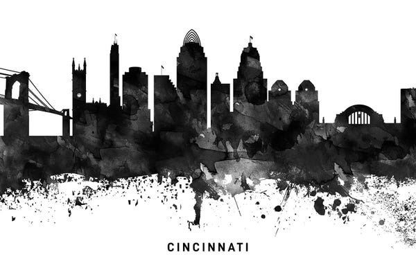 Ohio: Cincinnati Skyline Black & White by WallDecorAddict
