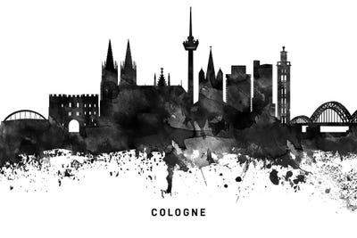 Cologne Skyline Black & White by WallDecorAddict canvas print