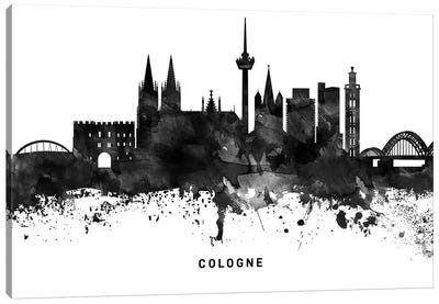 Cologne Skyline Black & White Canvas Art Print