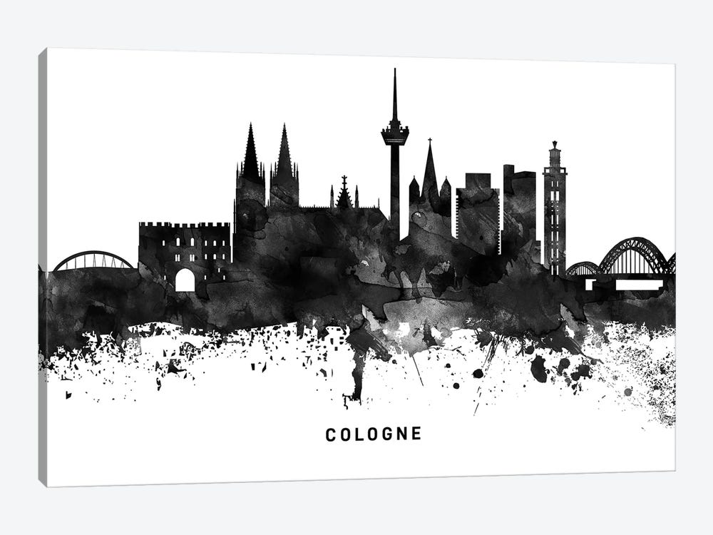 Cologne Skyline Black & White by WallDecorAddict 1-piece Canvas Art