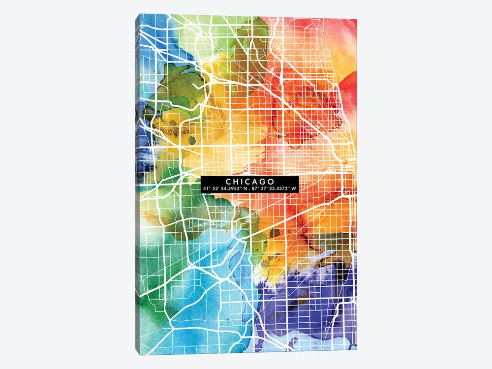 Chicago City Map Colorful by WallDecorAddict 1-piece Art Print