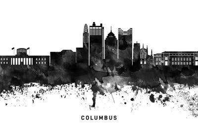 Columbus Skyline Black & White by WallDecorAddict art print