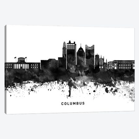 Columbus Skyline Black & White Canvas Print #WDA760} by WallDecorAddict Canvas Artwork