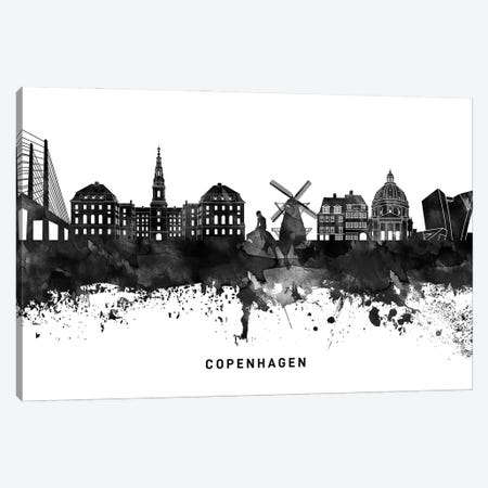Copenhagen Skyline Black & White Canvas Print #WDA761} by WallDecorAddict Canvas Wall Art