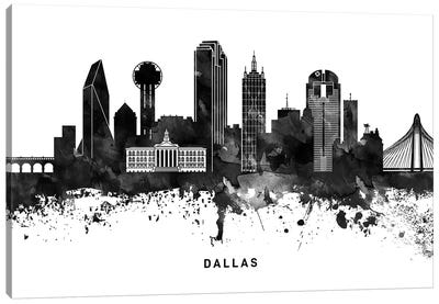 Dallas Skyline Black & White Canvas Art Print - Texas Art