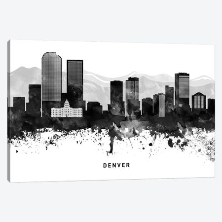 Denver Skyline Black & White Canvas Print #WDA764} by WallDecorAddict Canvas Art Print