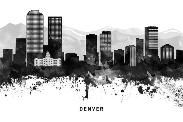 WallDecorAddict: Denver Skyline Black & White by WallDecorAddict