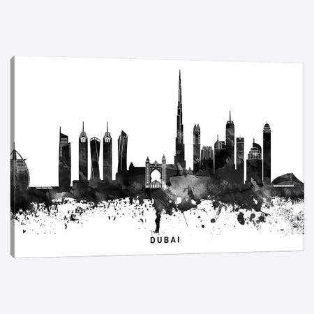 Dubai Skyline Black & White Canvas Print #WDA766} by WallDecorAddict Art Print