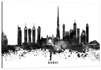 Dubai Skyline Black & White Canvas Art Print - Dubai Art