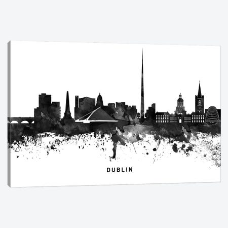 Dublin Skyline Black & White Canvas Print #WDA767} by WallDecorAddict Canvas Art Print