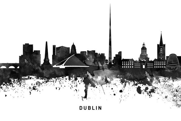 Dublin: Dublin Skyline Black & White by WallDecorAddict