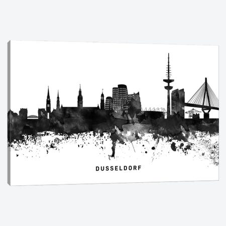 Dusseldorf Skyline Black & White Canvas Print #WDA768} by WallDecorAddict Canvas Artwork