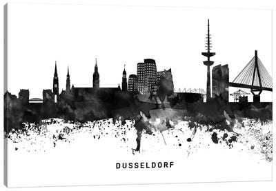 Dusseldorf Skyline Black & White Canvas Art Print