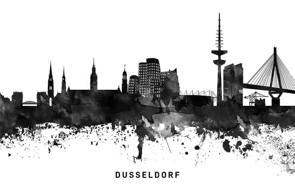 Germany: Dusseldorf Skyline Black & White by WallDecorAddict