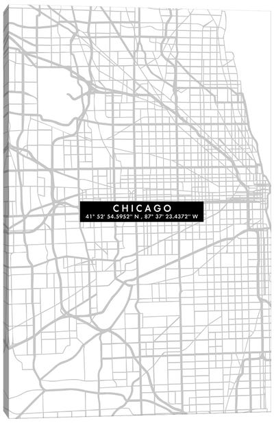 Chicago City Map Minimal Canvas Art Print - Chicago Maps