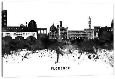 Florence Skyline Black & White Canvas Art Print - WallDecorAddict
