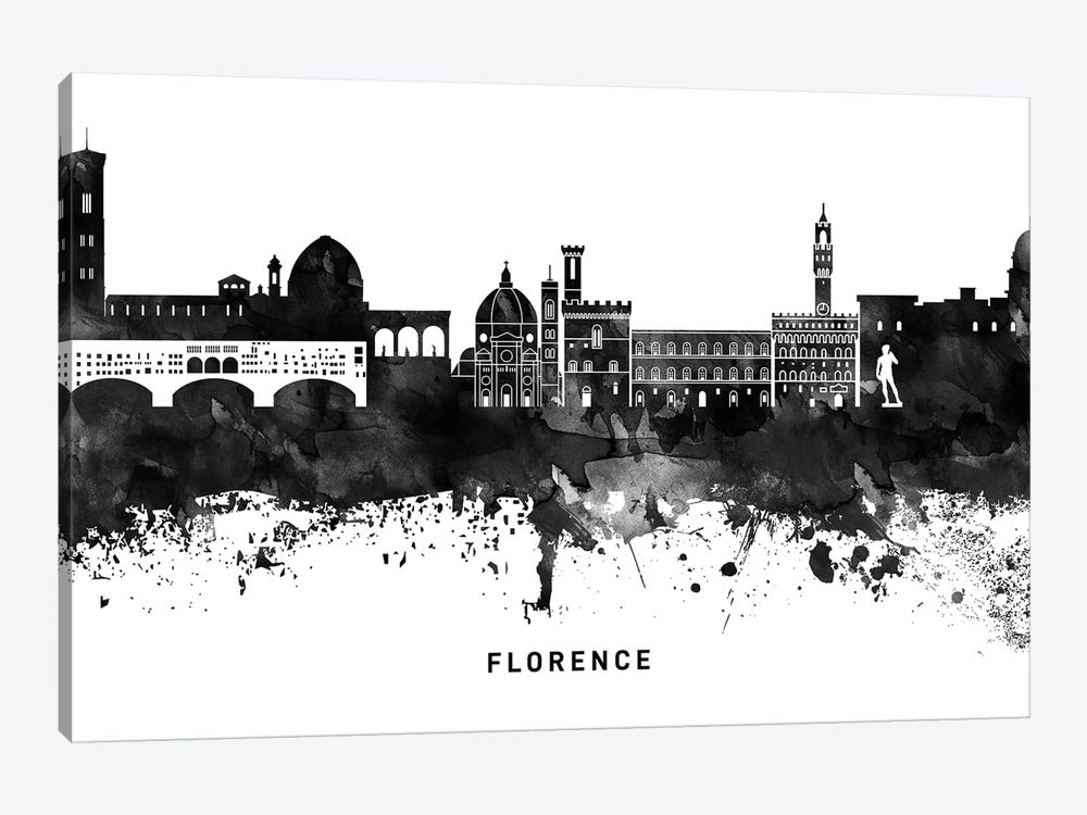 Florence Skyline Black & White by WallDecorAddict 1-piece Art Print