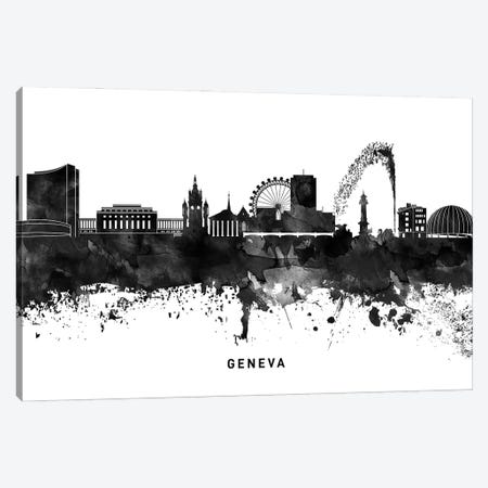 Geneva Skyline Black & White Canvas Print #WDA774} by WallDecorAddict Canvas Artwork