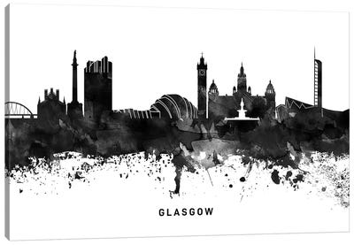 Glasgow Skyline Black & White Canvas Art Print - Glasgow Art