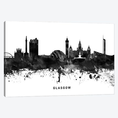Glasgow Skyline Black & White Canvas Print #WDA775} by WallDecorAddict Canvas Art