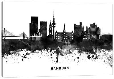 Hamburg Skyline Black & White Canvas Art Print - Germany Art