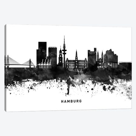 Hamburg Skyline Black & White Canvas Print #WDA778} by WallDecorAddict Canvas Art Print