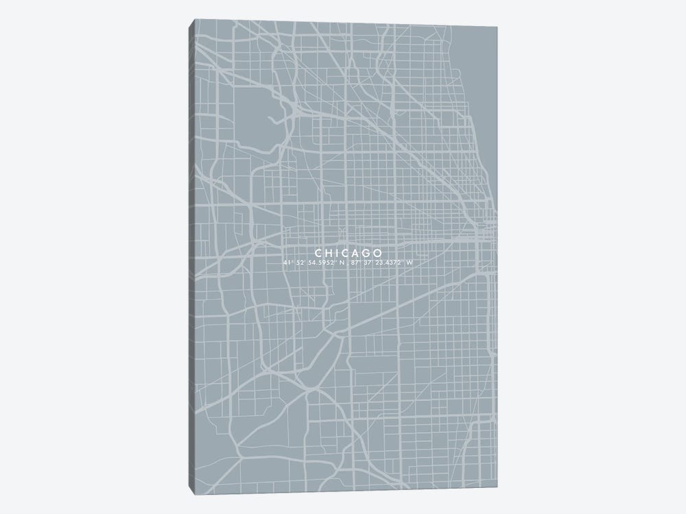 Chicago City Map Simplecolor by WallDecorAddict 1-piece Canvas Print