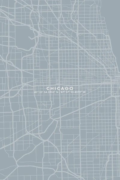 Chicago Maps: Chicago City Map Simplecolor by WallDecorAddict