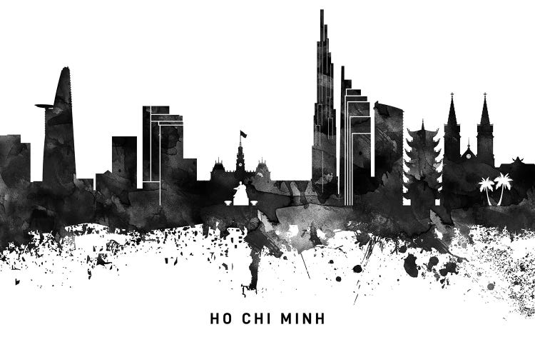 Ho Chi Minh Skyline Black & White by WallDecorAddict wall art