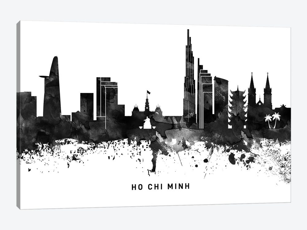 Ho Chi Minh Skyline Black & White by WallDecorAddict 1-piece Canvas Artwork