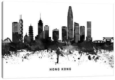 Hong Kong Skyline Black & White Canvas Art Print - Hong Kong Art