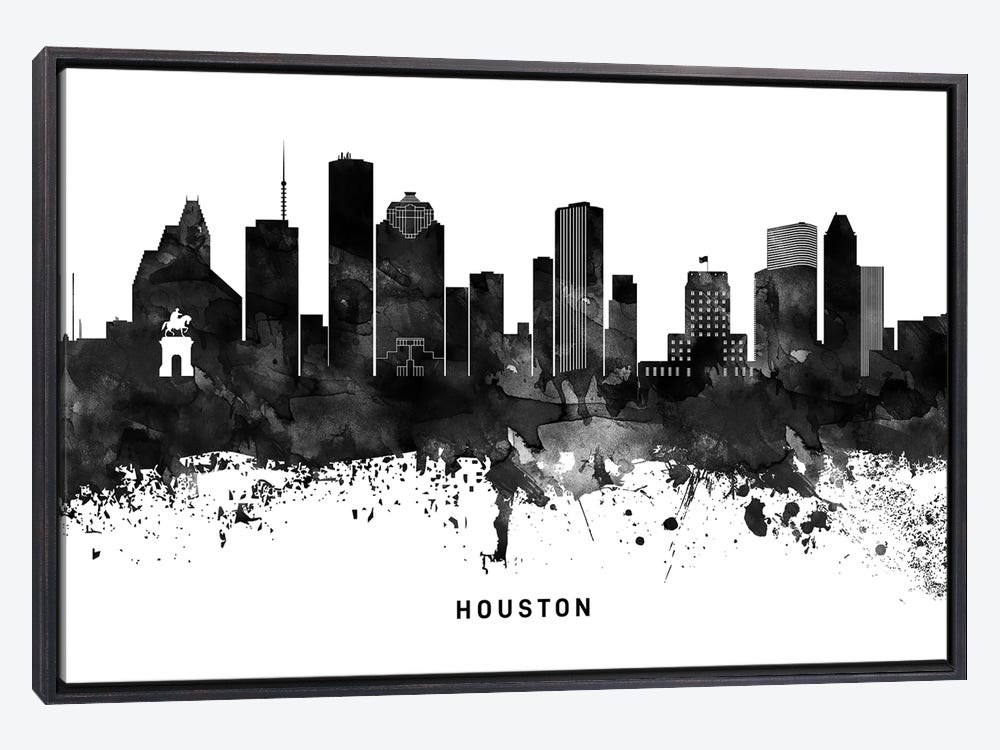 Houston, Texas Skyline Print: White Baseball