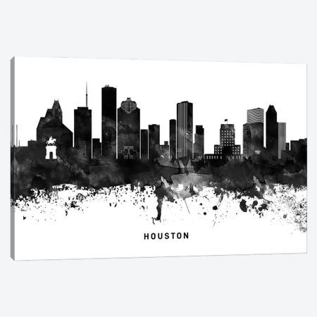 Houston Skyline Black & White Canvas Print #WDA783} by WallDecorAddict Canvas Art