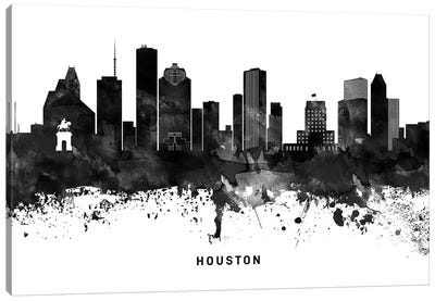 Houston Skyline Black & White Canvas Art Print - Black & White Graphics & Illustrations
